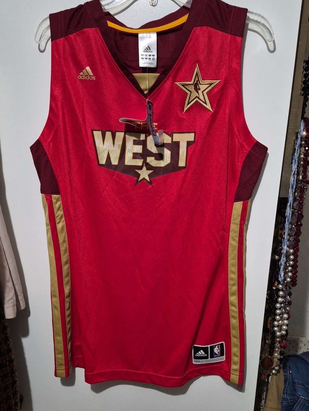 adidas Red and Gold WEST All-Star Basketball Jersey